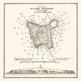 1884 Map of Snake Island Crimea Ukraine Zmiinyi Island