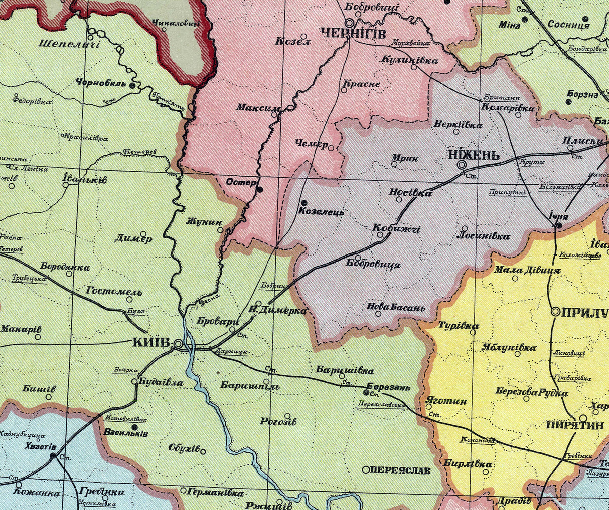 1925 Map of Ukraine Administrative Districts USSR