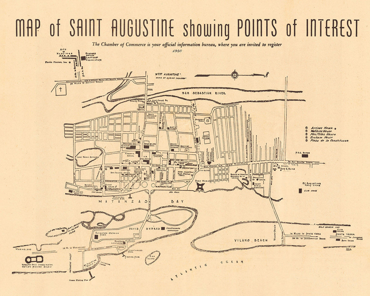 1940 Map of Saint Augustine Florida
