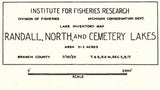 1938 Map of Randall North and Cemetery Lakes Branch County Michigan