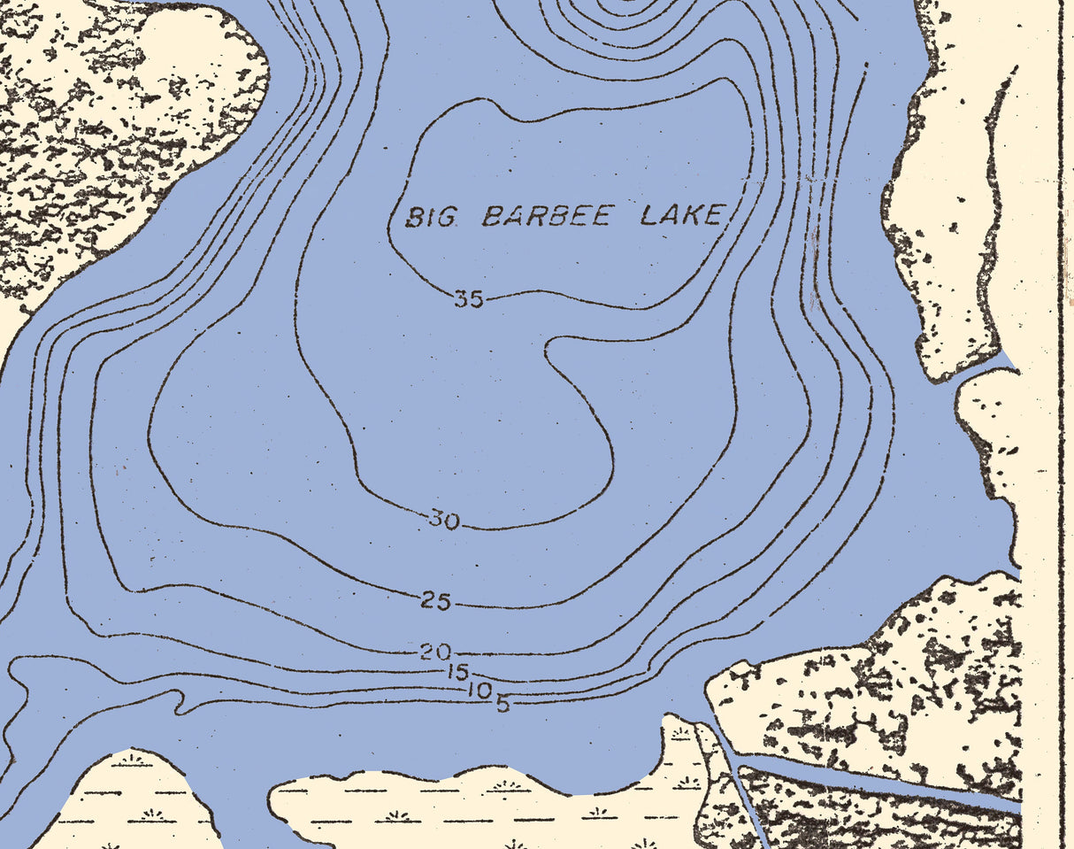 1940 Map of Big Barbee Lake Kosciusko County Indiana