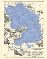 1940 Map of Big Barbee Lake Kosciusko County Indiana