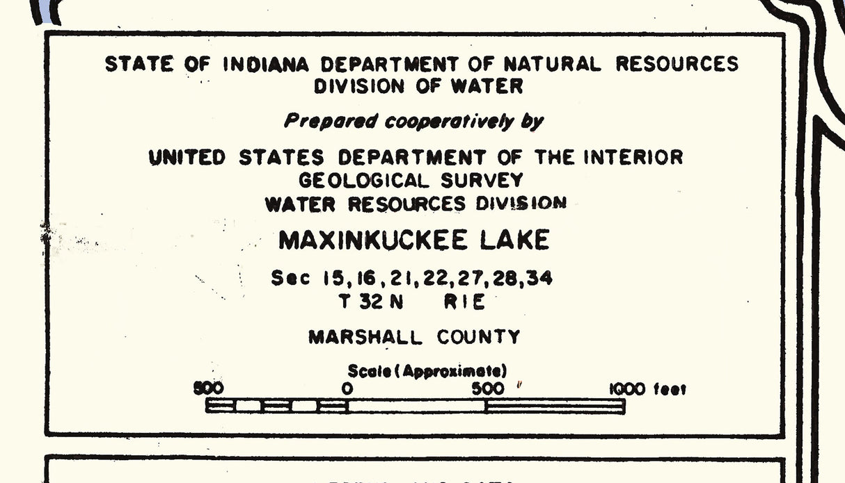 1969 Map of Lake Maxinkuckee Marshall County Indiana