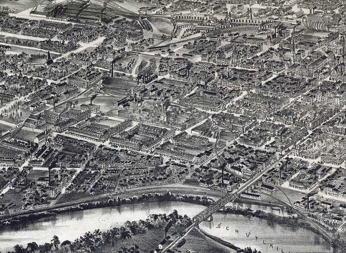 1898 Panoramic Map of Reading Pennsylvania