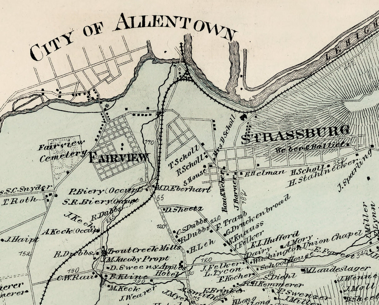 1876 Map of Salsbury Township Lehigh County Pennsylvania