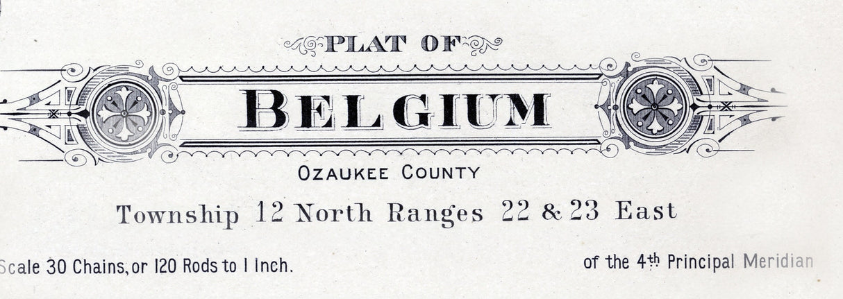 1915 Map of Belgium Township Ozaukee County Wisconsin