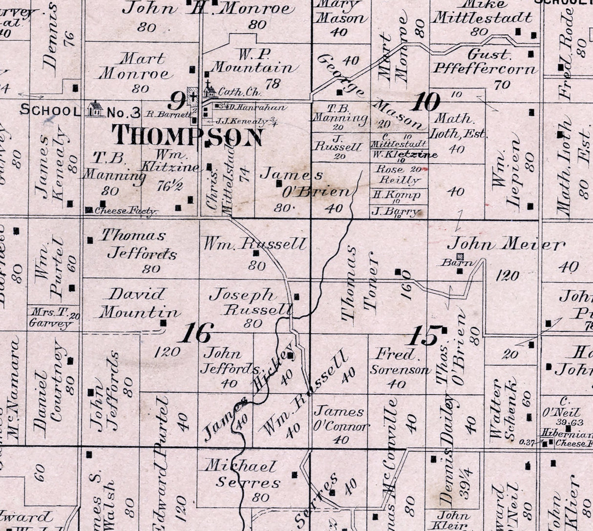 1915 Map of Erin Township Washington County Wisconsin