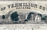 1850 Map of Vermillion County Illinois and Neighboring Indiana Counties