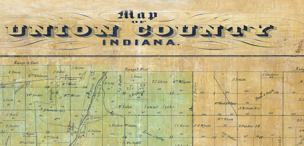 1855 Farm Line Map of Union County Indiana