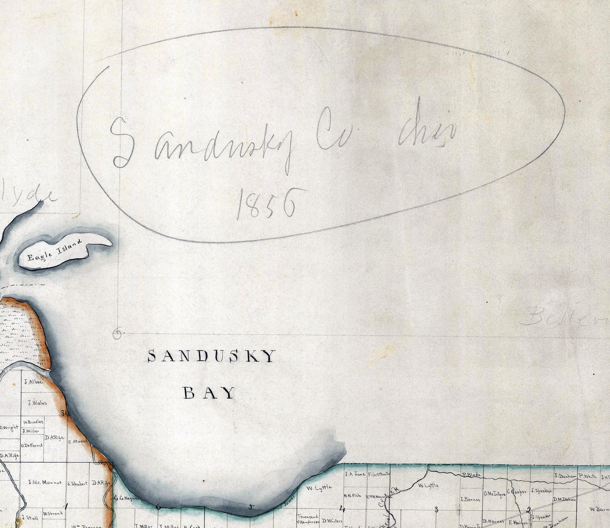 1856 Farm Line Map of Sandusky County Ohio