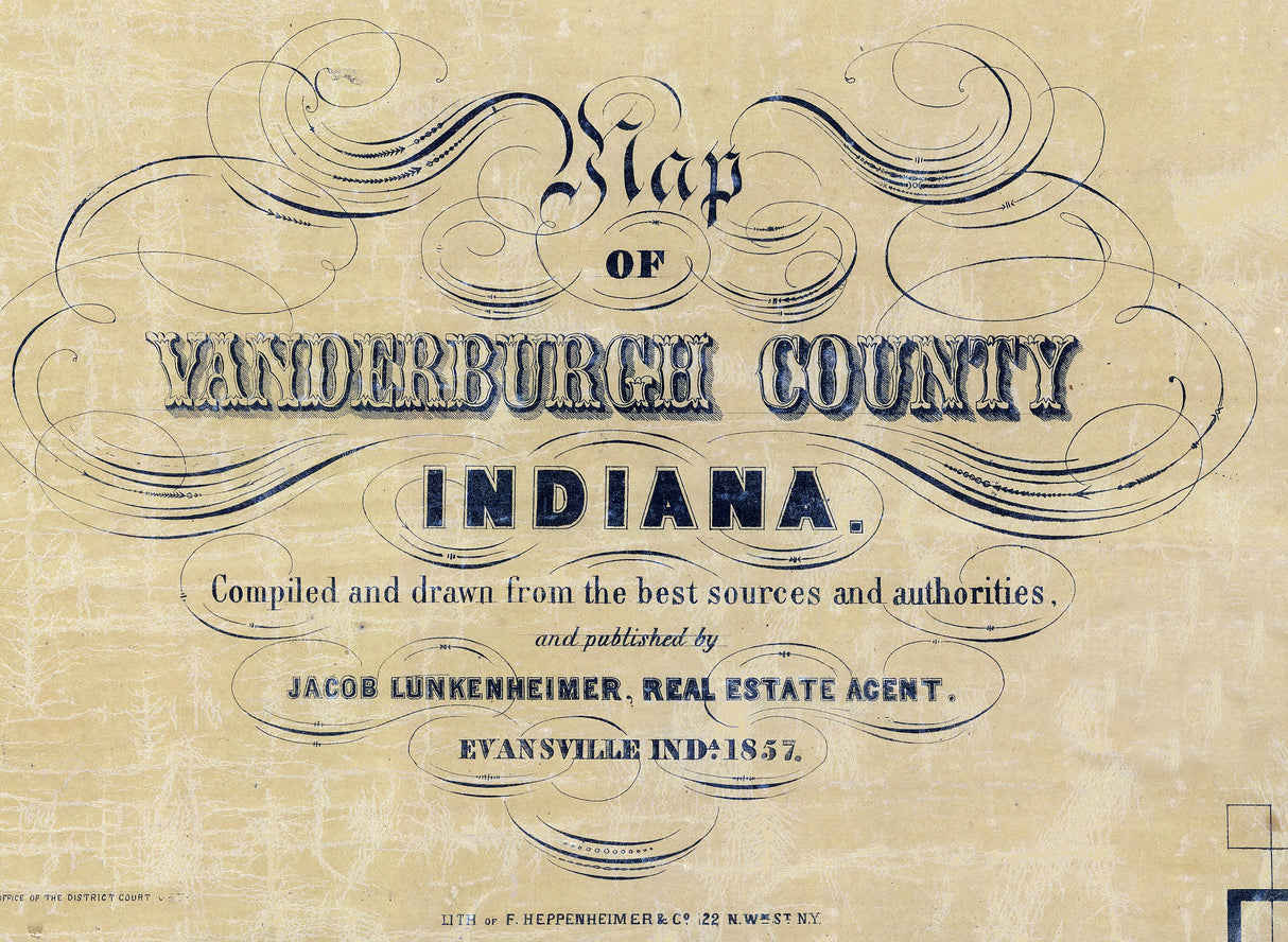 1857 Map of Vanderburgh County Indiana