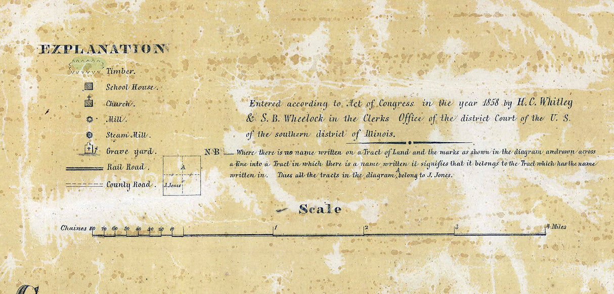 1858 Farm Line Map of Sangamon County Illinois