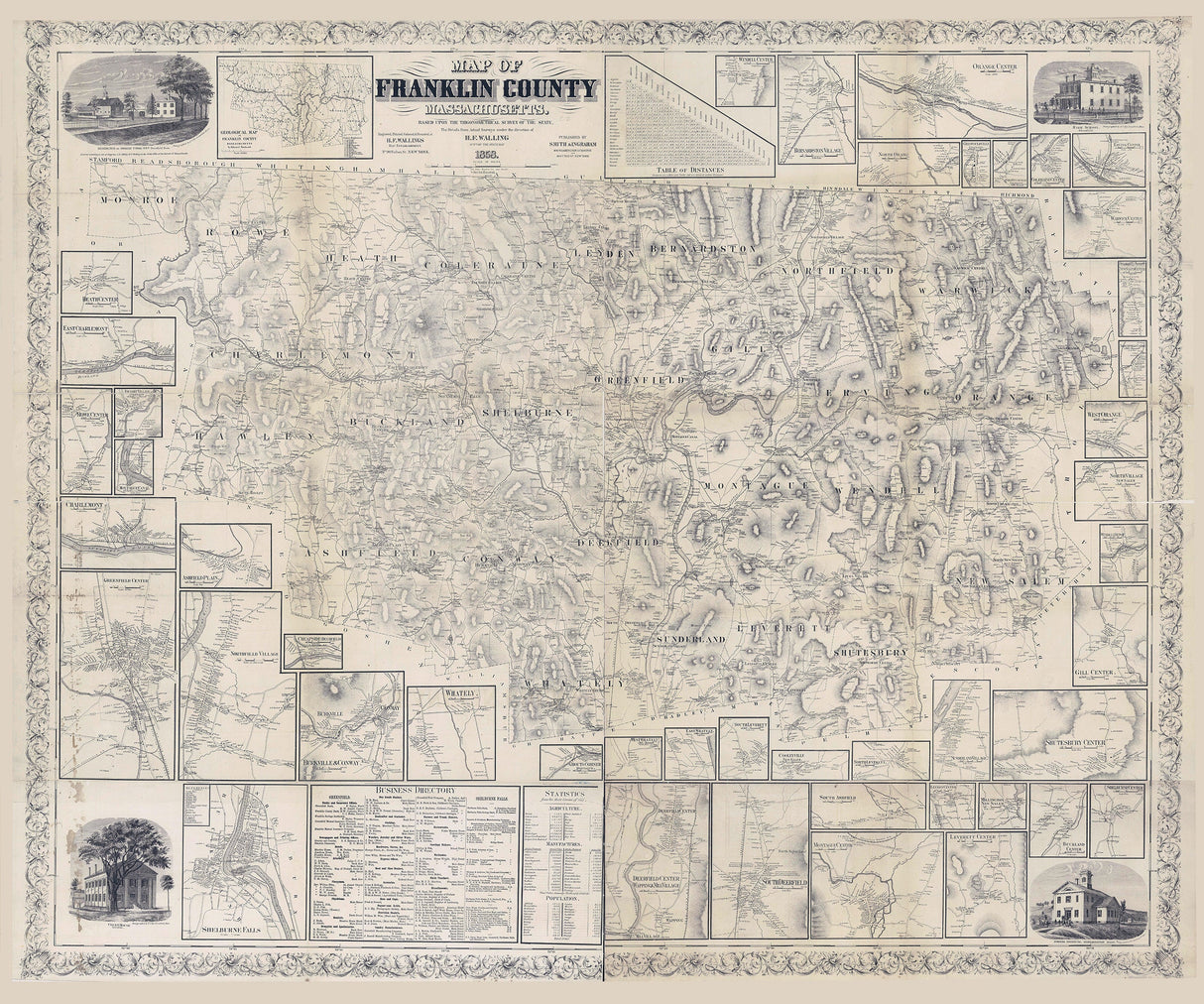 1858 Map of Franklin County Massachusetts