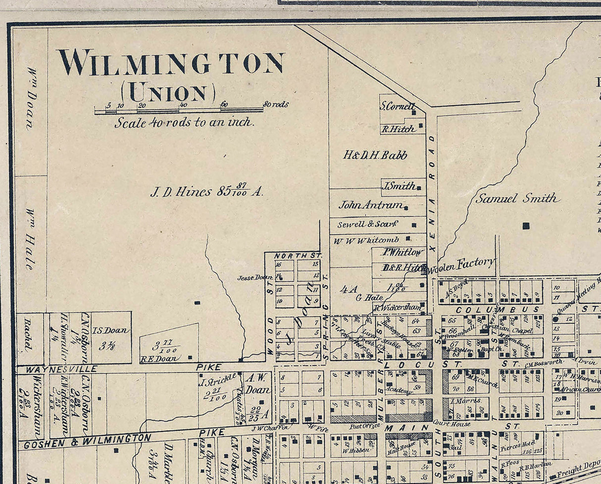 1859 Farm Line Map of Clinton County Ohio