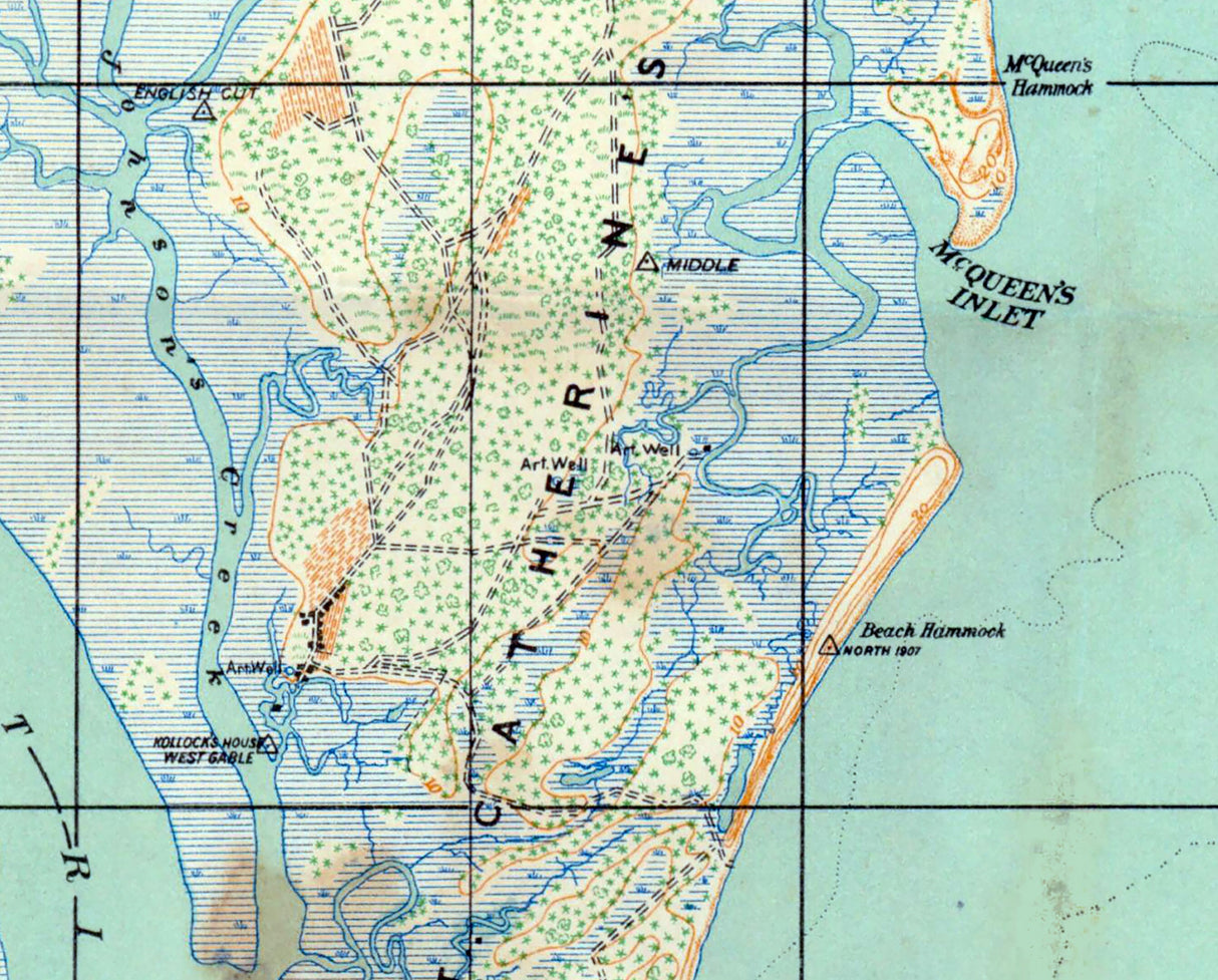 1928 Topo Map of Saint Catherines Island Georgia