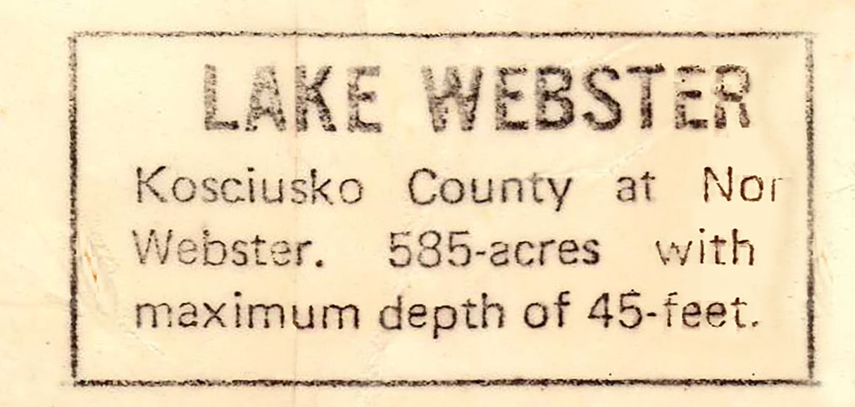 1890s Map of Lake Webster Kosciusko County Indiana