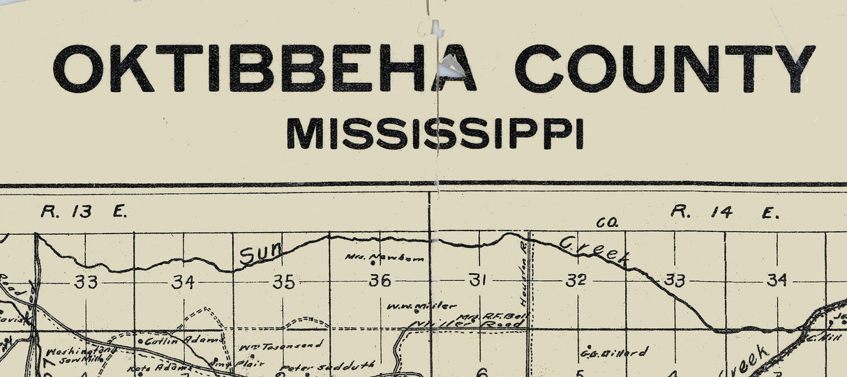 1909 Map of Oktibbeha County Mississippi