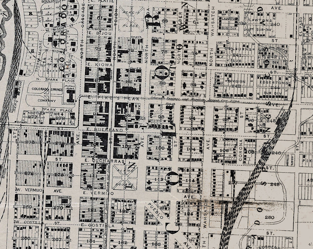 1889 Map of Colorado Springs Colorado