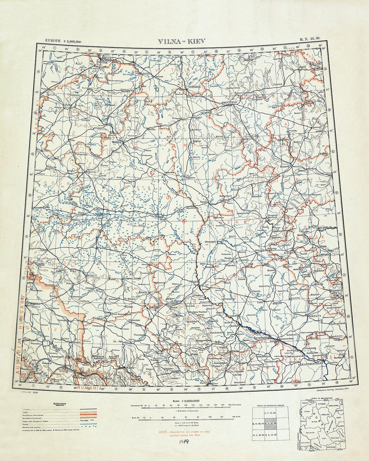 1919 Map of Kiev Ukraine Greater Region Kyiv