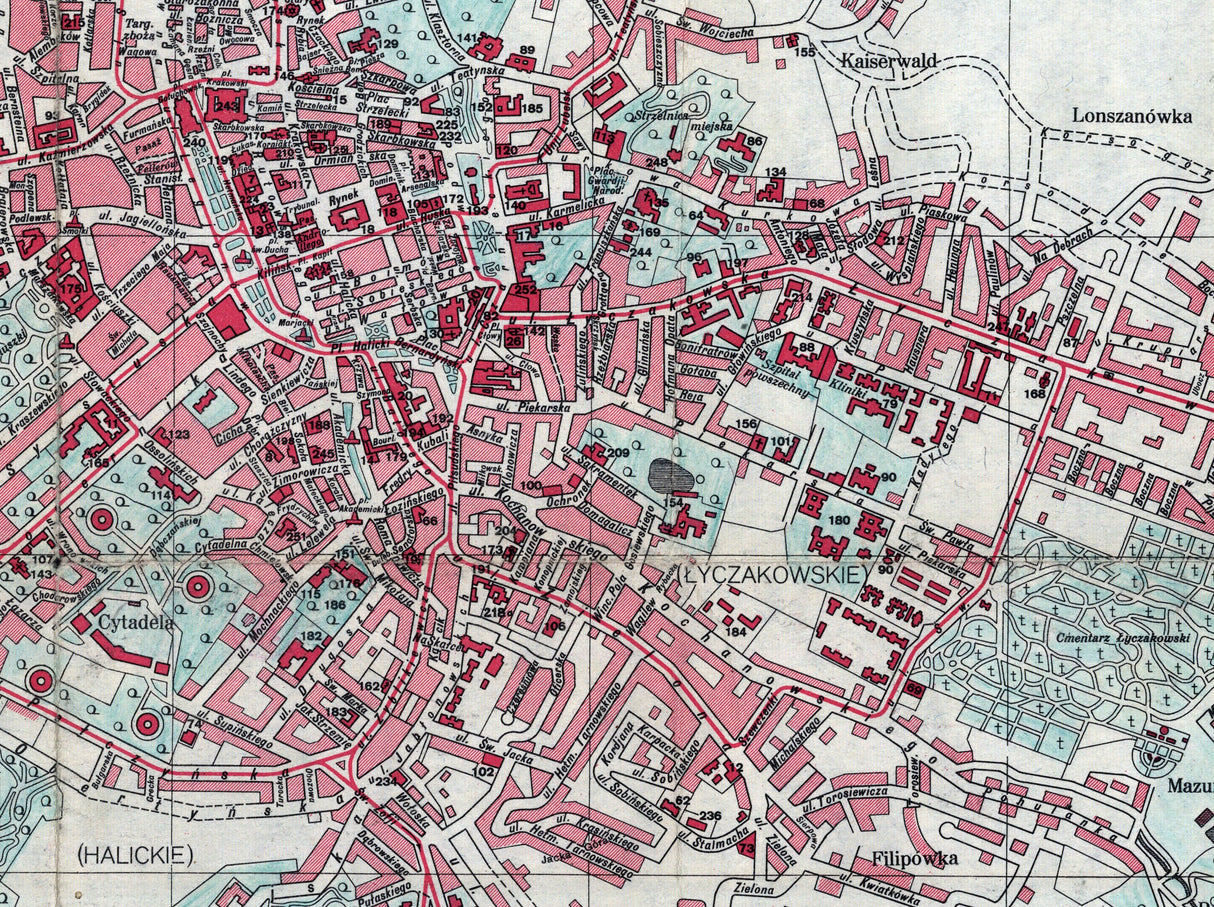 1942 Map of Lemberg Ukraine Lwow Lviv