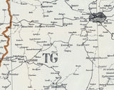 1942 Map of Lemberg Ukraine Oblast District Area