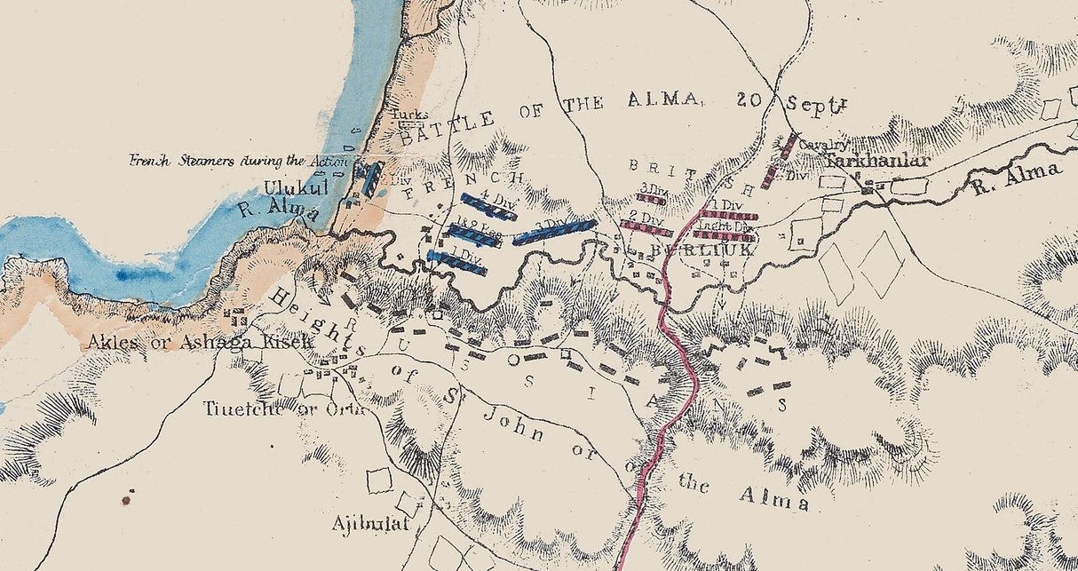 1855 Map of Sevastopol Crimea Ukraine Region