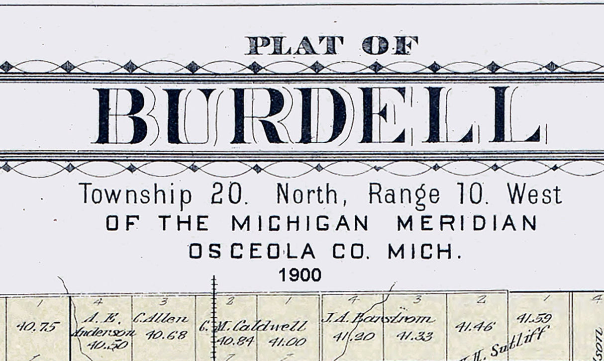 1900 Map of Burdell Township Osceola County Michigan