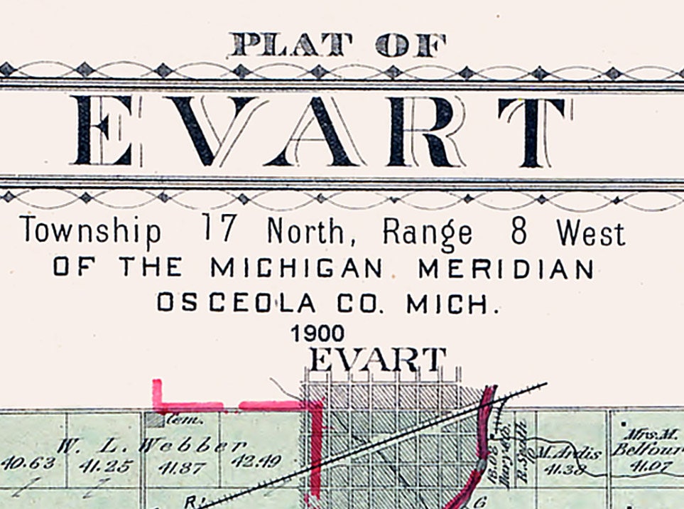 1900 Map of Evart Township Osceola County Michigan