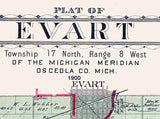 1900 Map of Evart Township Osceola County Michigan