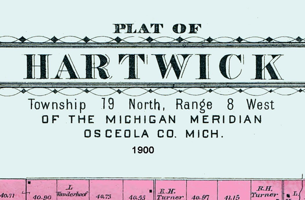 1900 Map of Hartwick Township Osceola County Michigan