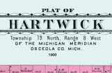 1900 Map of Hartwick Township Osceola County Michigan