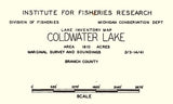 1941 Map of Coldwater Lake Branch County Michigan