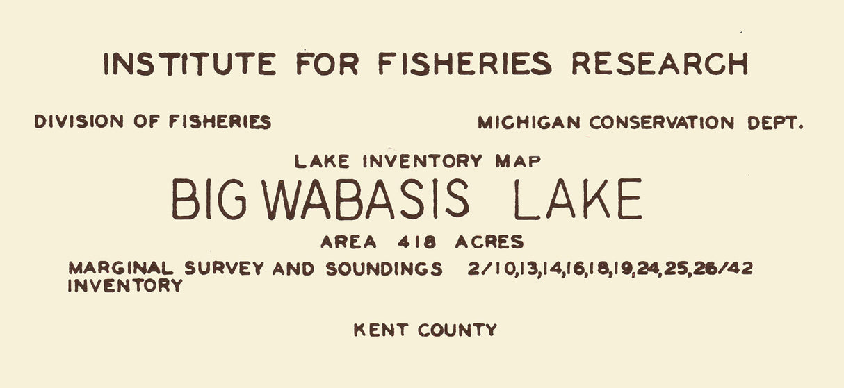 1942 Map of Big Wabasis Lake Kent County Michigan