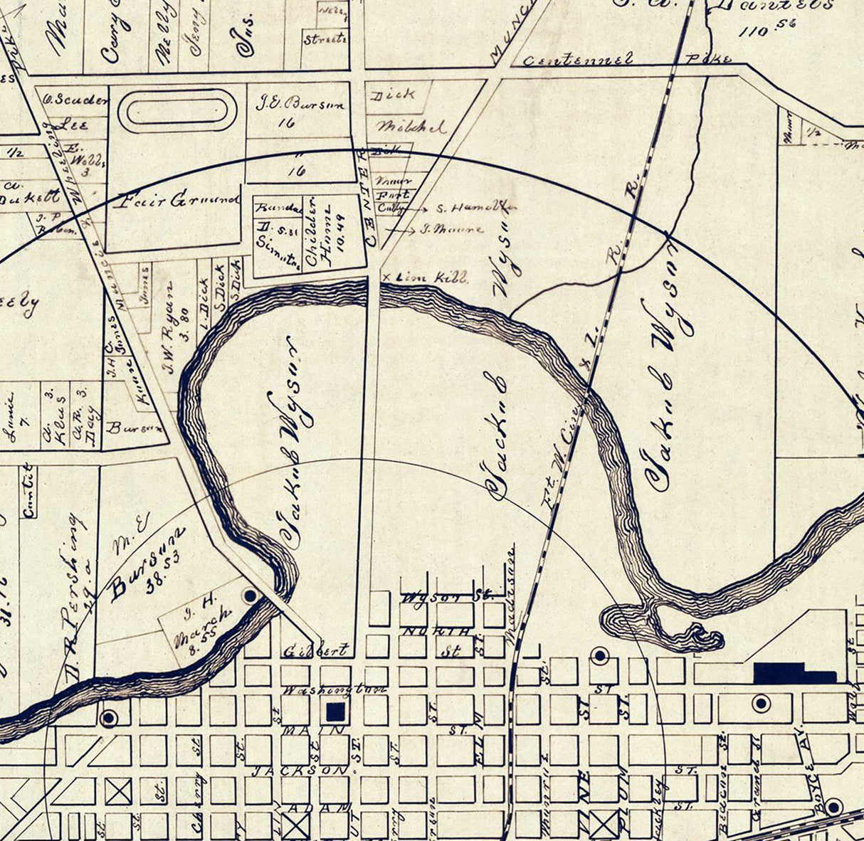 1889 Map of Muncie Indiana Natural Gas Wells