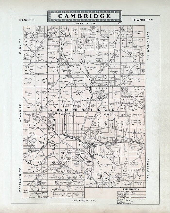 1902 Map of Cambridge Township Guernsey County Ohio