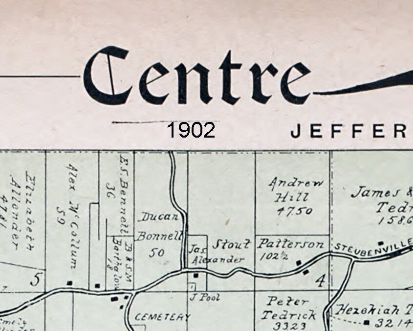 1902 Map of Centre Township Guernsey County Ohio Oil Wells