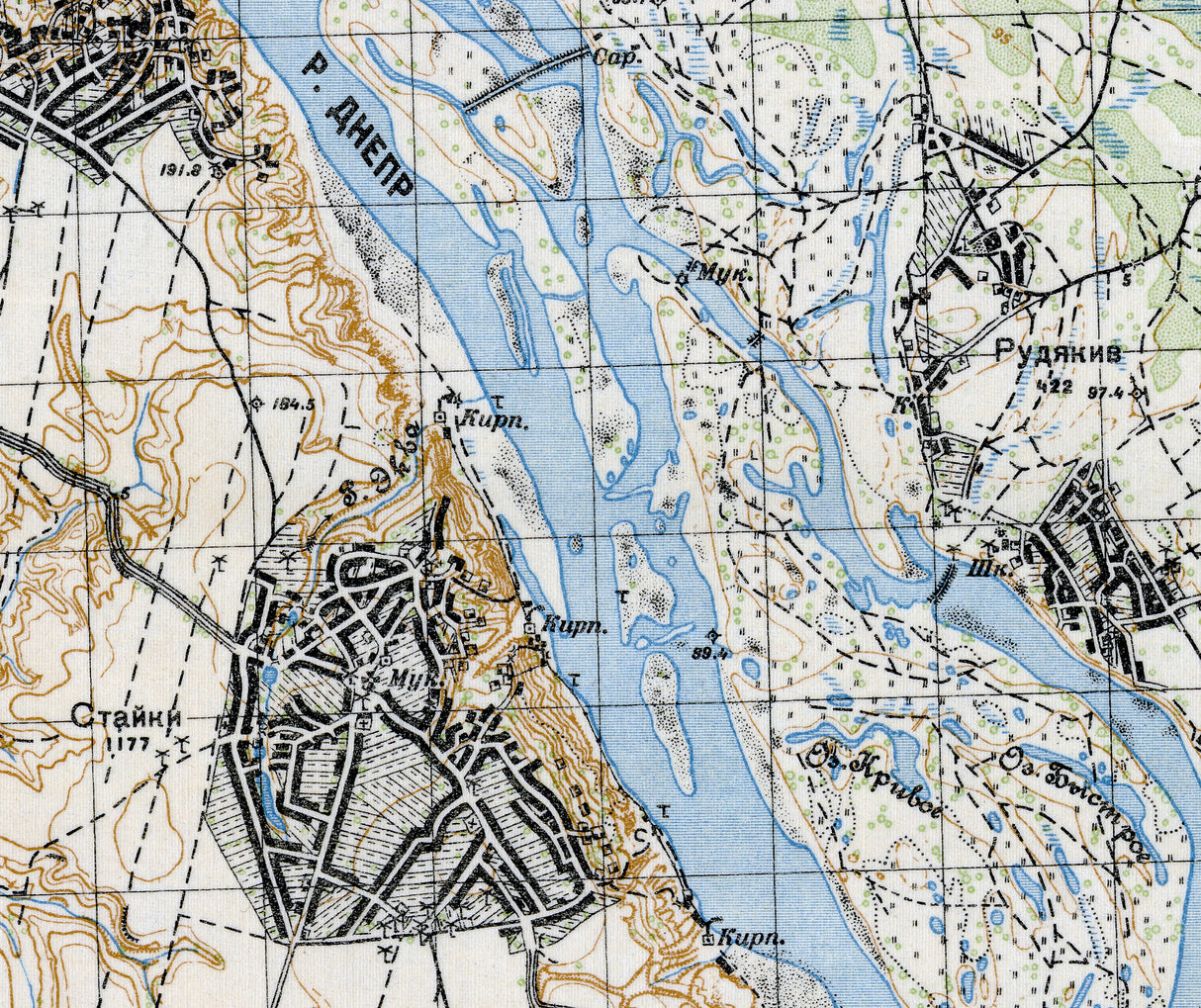 1932 Map of Obukhiv Kiev Oblast Ukraine