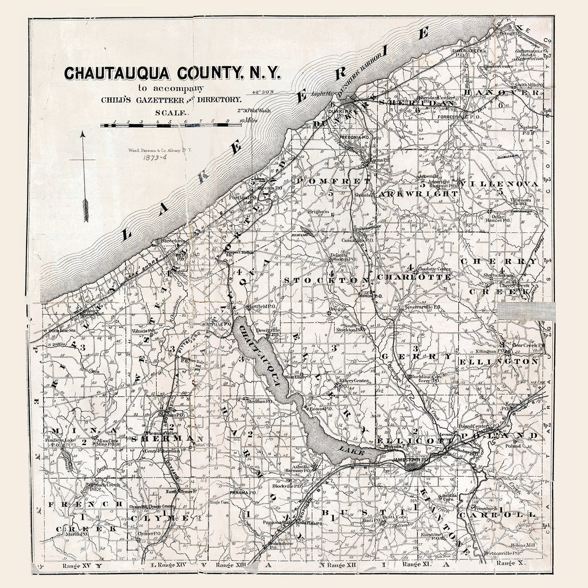 1873 Map of Chautauqua County New York