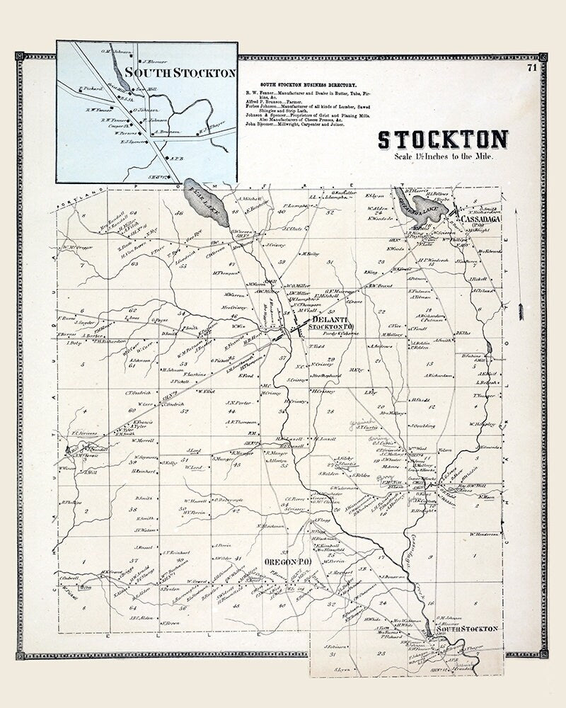 1867 Map of Stockton Township Chautauqua County New York