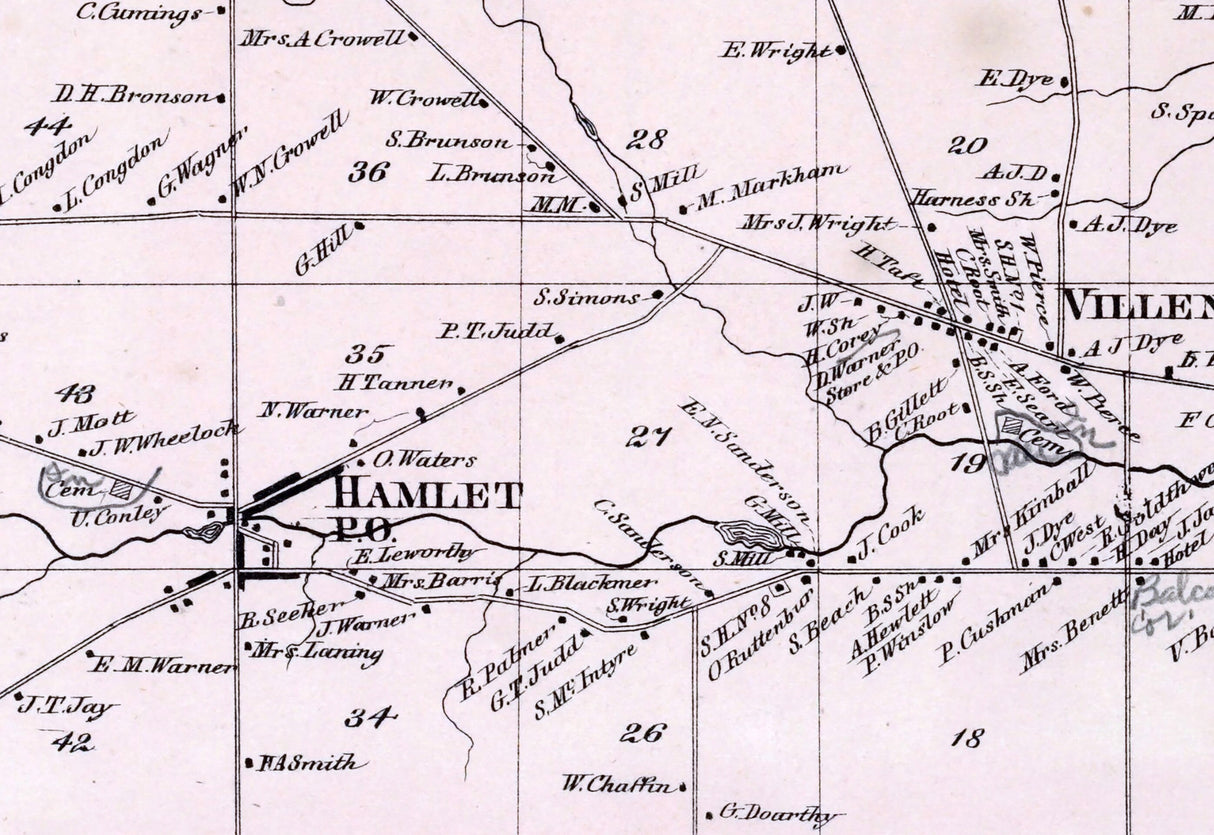 1867 Map of Villenova Township Chautauqua County New York