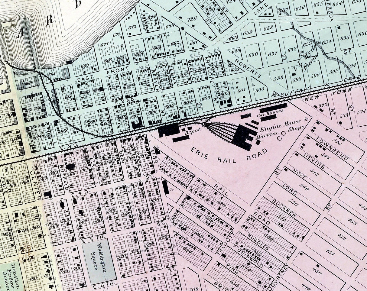 1867 Town Map of Dunkirk Chautauqua County New York