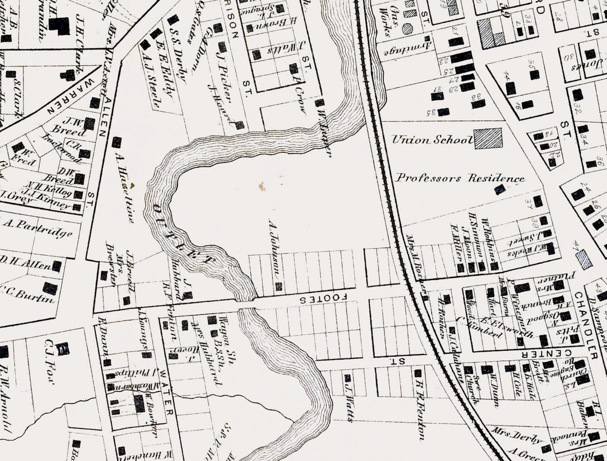 1867 Town Map of Jamestown Chautauqua County New York