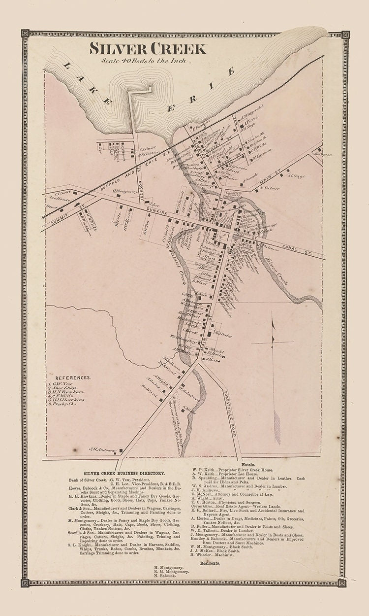 1867 Town Map of Silver Creek Chautauqua County New York