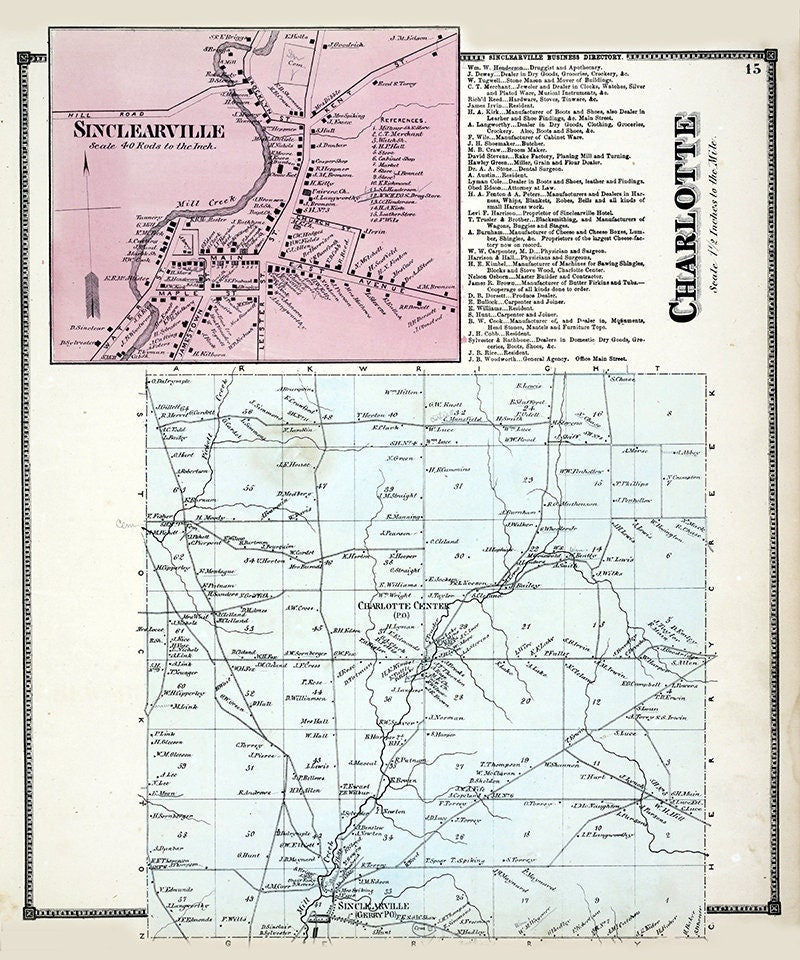 1867 Map of Charlotte Township Chautauqua County New York