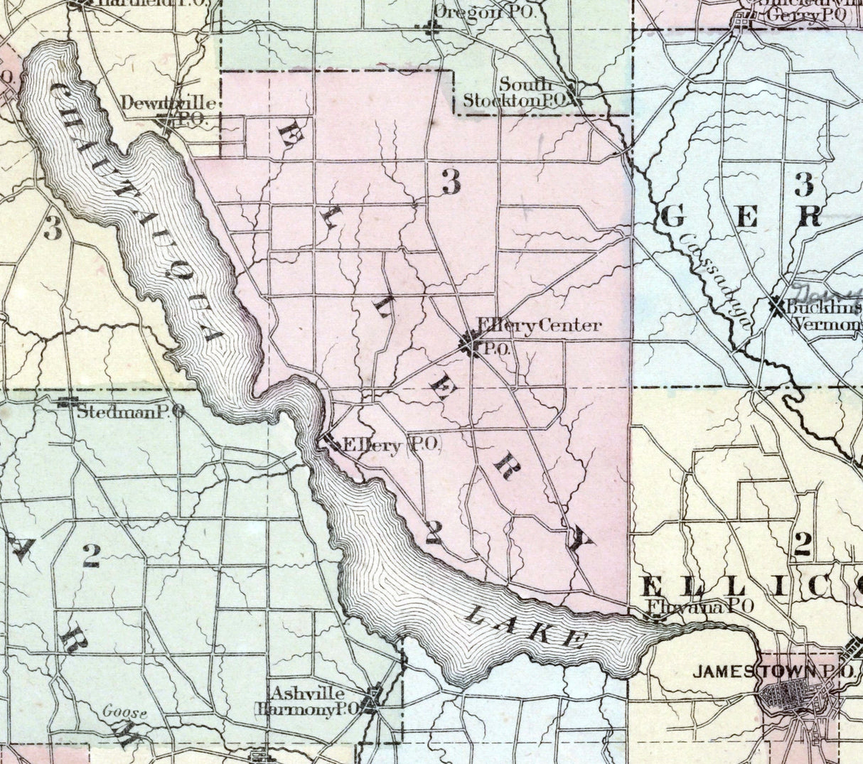 1867 Map of Chautauqua County New York