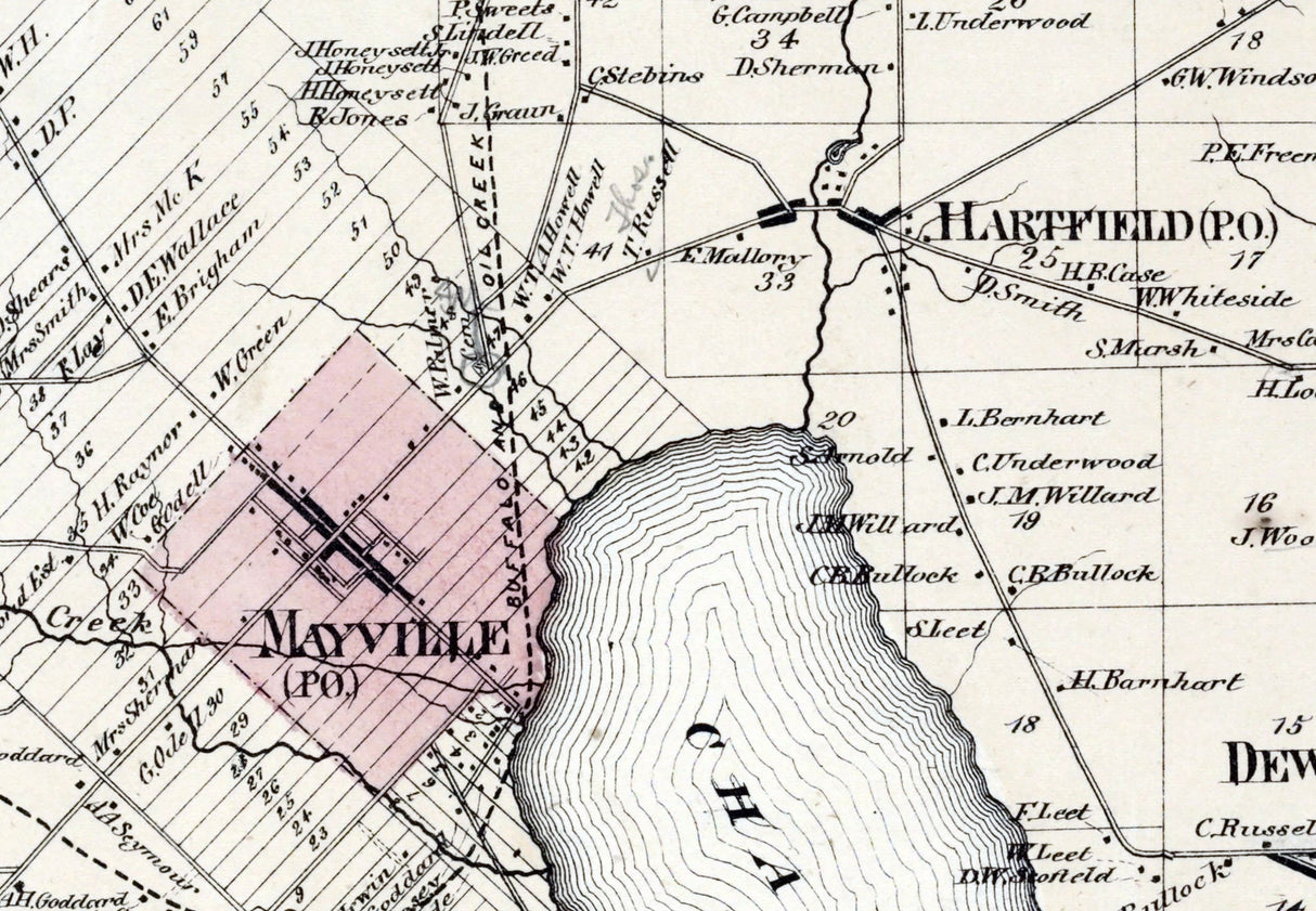 1867 Map of Chautauqua Township Chautauqua County New York