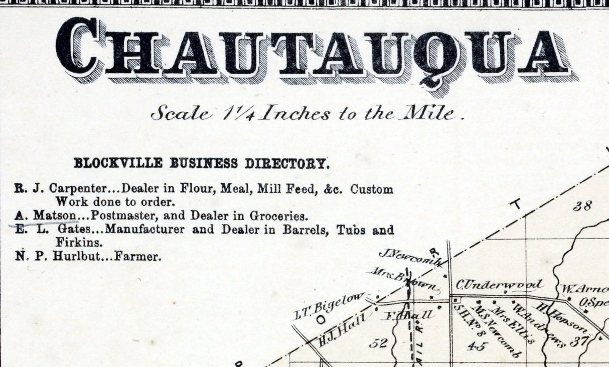 1867 Map of Chautauqua Township Chautauqua County New York