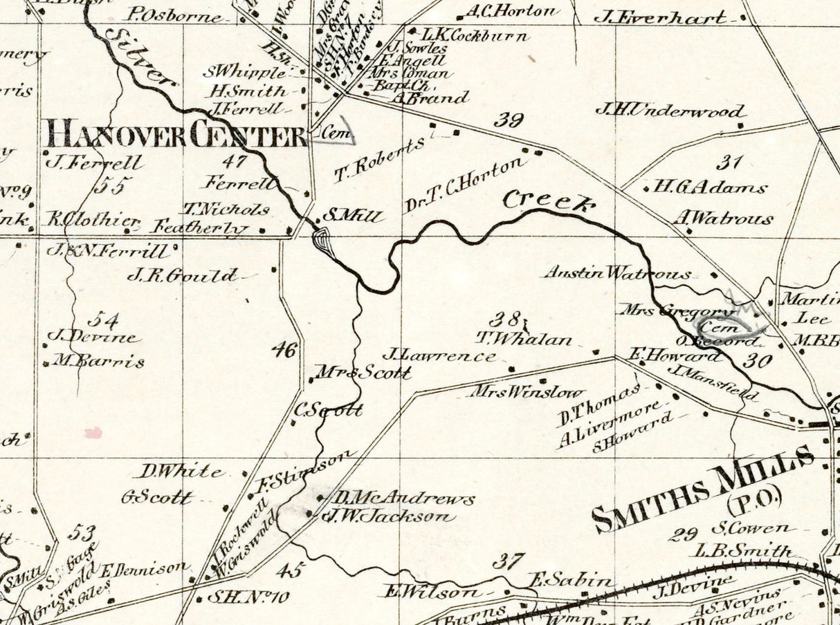 1867 Map of Hanover Township Chautauqua County New York