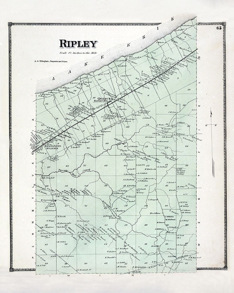 1867 Map of Ripley Township Chautauqua County New York