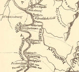 18th Century Map of Alleghany Monongahela and Youghiogheny Rivers Pennsylvania
